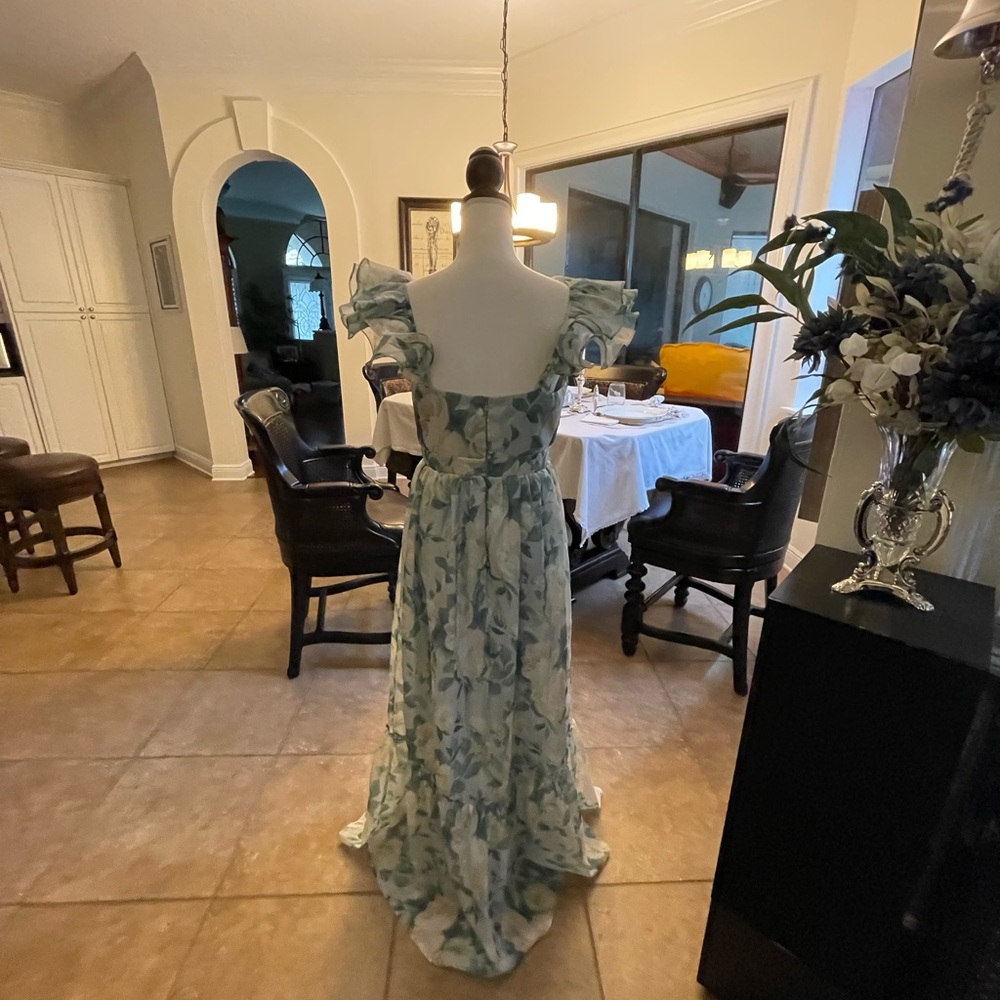 Lulu's Green and White Floral Maxi Dress - Picture 4 of 6